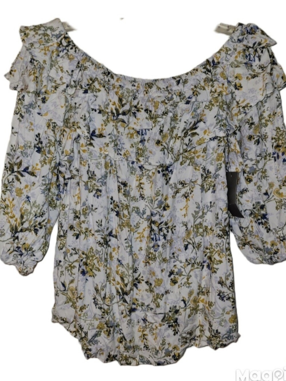 Chaus New York Off Shoulder Flouncy Floral Med NWT Gardengirl Blouse Demure